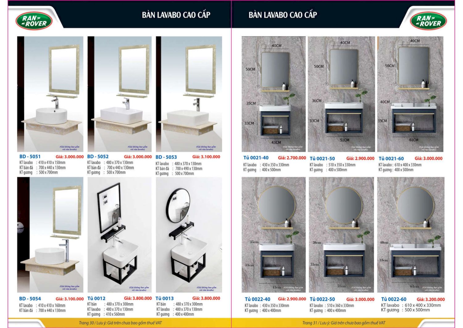 Thiết bị vệ sinh RANROVER Catalogue và Bảng giá mới nhất /Page 16